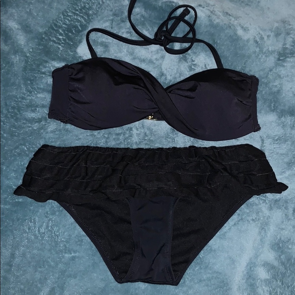 Detachable Strap Black Bikini